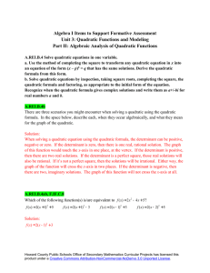 Algebra I Items to Support Formative Assessment