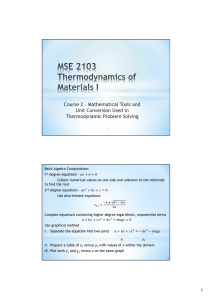 Course 2 – Mathematical Tools and Unit Conversion Used in