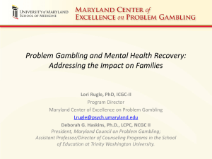Problem Gambling and Mental Health Recovery