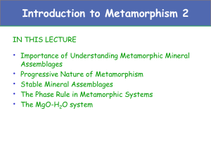 Lecture A - Aspects of Metamorphism