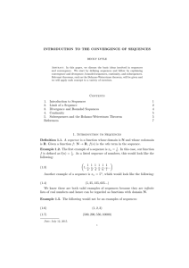 INTRODUCTION TO THE CONVERGENCE OF SEQUENCES