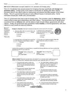 Domestic and Foreign Policy Worksheet