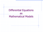 Differential Equations as Mathematical Models