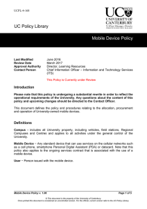 Mobile Device Policy - University of Canterbury