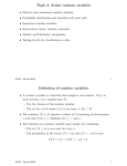 Topic 2: Scalar random variables Definition of random variables