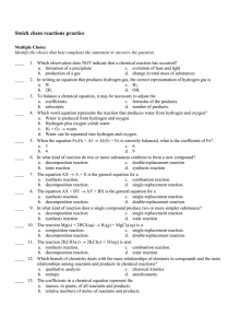 Stoich chem reactions practice Answer Section