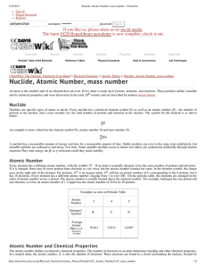 Nuclide, Atomic Number, mass number - Chemwiki