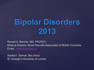 Bipolar Disorders - Dr. Ron Remick`s website