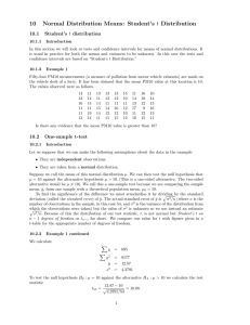 10 Normal Distribution Means: Student`s t Distribution