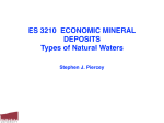 ES 3210 ECONOMIC MINERAL DEPOSITS Types of Natural Waters