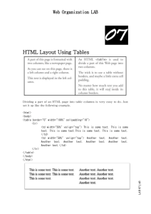HTML Layout Using Tables