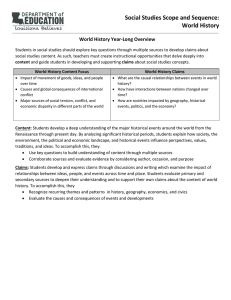 Social Studies Scope and Sequence: World History