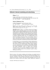Editorial: Internet marketing and advertising Eldon Y. Li HsiuJu