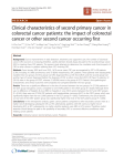Clinical characteristics of second primary cancer in colorectal cancer