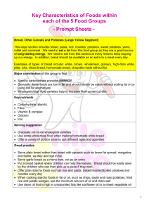 Key Characteristics of Foods within each of the 5 Food Groups