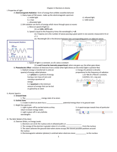 Chapter 4: Electrons in Atoms I. Properties of Light A