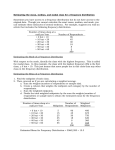 Estimating the mean, median, and modal class for a frequency