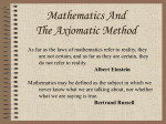 The Axiomatic Method