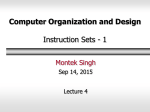 Instruction Sets - 1 - UNC Computer Science