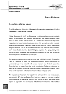 Press Release How atoms change places Physicists from the