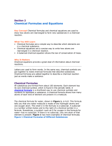 Section 2 Chemical Formulas and Equations