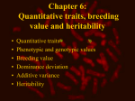Quantitative traits, breeding value and heritability.