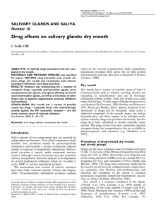 Drug effects on salivary glands: dry mouth