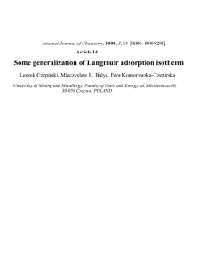 Some generalization of Langmuir adsorption isotherm