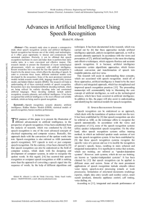 Advances in Artificial Intelligence Using Speech Recognition