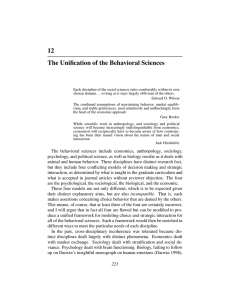 Chapter 12: The Unification of the Behavioral Sciences