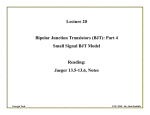 Lecture 20 Bipolar Junction Transistors (BJT): Part 4 Small Signal