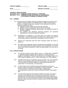 SPECIFICATION FOR: TWISTED PAIR VIDEO SYSTEM