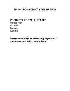 MANAGING PRODUCTS AND BRANDS PRODUCT LIFE CYCLE