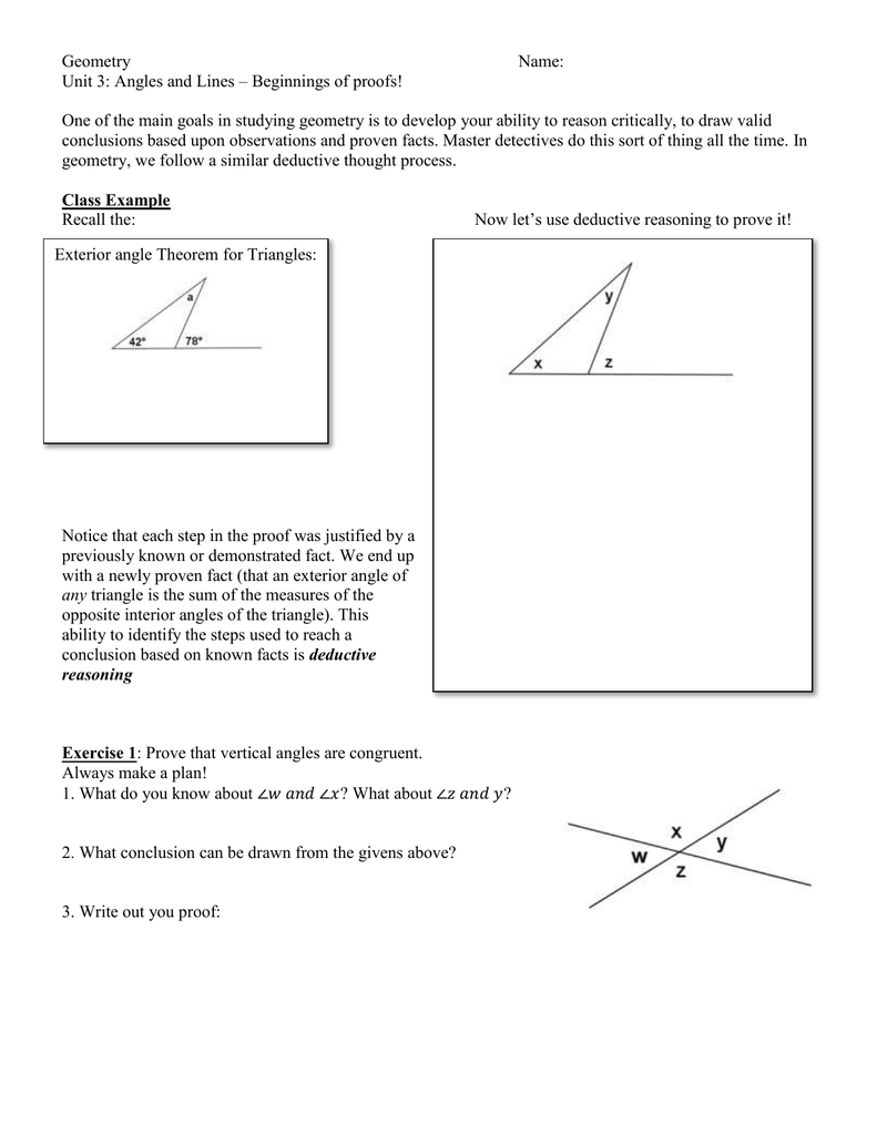 Intro To Proofs With Angle Relations