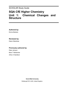 SQA CfE Higher Chemistry Unit 1: Chemical Changes and Structure