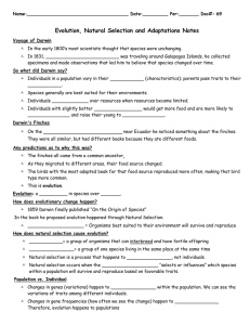 EVOLUTION AND CHARLES DARWIN