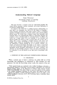 Understanding Natural Language - Department of Information and