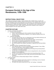 European Society in the Age of the Renaissance, 1350-1550