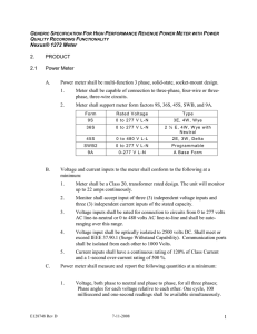 GENERIC SPECIFICATION FOR HIGH PERFORMANCE REVENUE