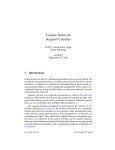 Lecture Notes on Sequent Calculus