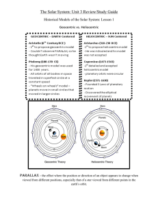 The Solar System: Unit 3 Review/Study Guide