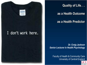 Quality of Life - Faculty of Health, Education and Life Sciences