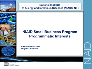 NIAID Small Business Program Programmatic Interests