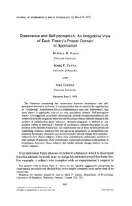 Dissonance and self-perception: An integrative view of each theory`s