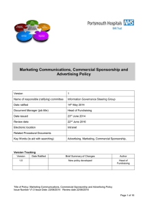 Marketing Communications Commercial Sponsorship and