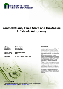 Constellations, Fixed Stars and the Zodiac in Islamic