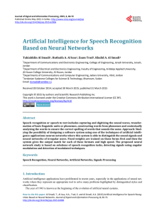Artificial Intelligence for Speech Recognition Based on Neural