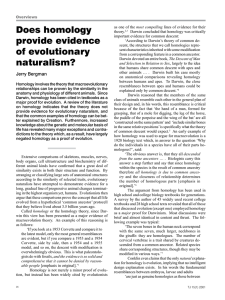 Does homology provide evidence of evolutionary naturalism?