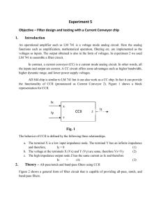 Experiment 5 Objective – Filter design and testing with a Current