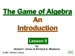 Introduction to the Game of Algebra